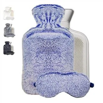 Funda de felpa para botella de agua caliente y antifaz
