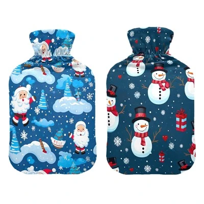 Funda para botella de agua caliente de lana navideña