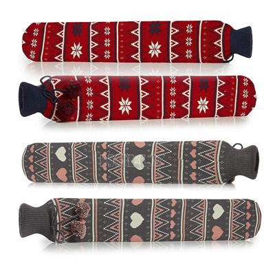 Cuello largo botella de agua caliente cubierta tejida de goma