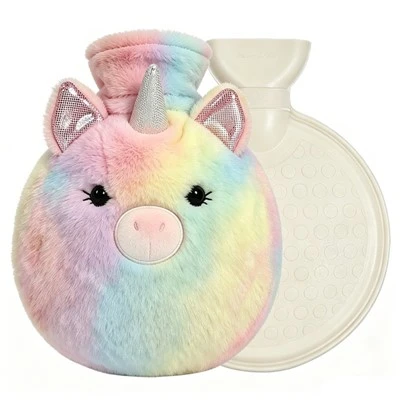 Certificado del CE del bolso de agua caliente de la forma redonda con la cubierta rellena de los unicornios